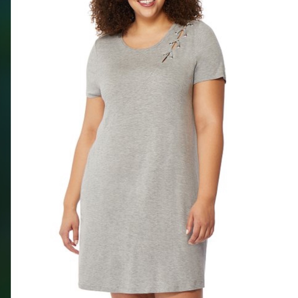 Rebel Wilson Laced-Shoulder T-Shirt Dress